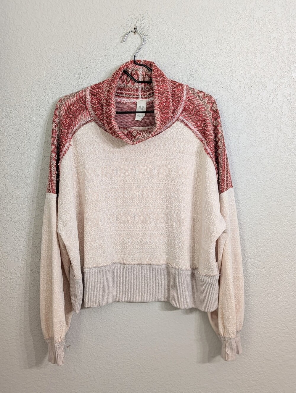 We The Free At The Lodge Pullover Sweater Size L Cowl Neck Boxy Oversized Crop